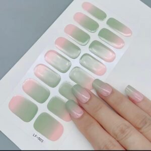 Stikers de 16 uñas - Rosa/Verde