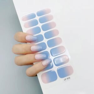 Stikers de 16 uñas - Celeste/Rosa