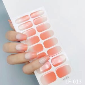 Stikers de 16 uñas - Blanco/Naranja